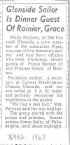 Glenside, PA article on Uncle Phil's Dinner 1963